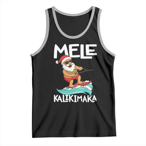 Mele Kalikimaka Tank Top Santa Water Skiing Summer Beach Hawaiian Christmas In July TS10 Black Athletic Heather Print Your Wear