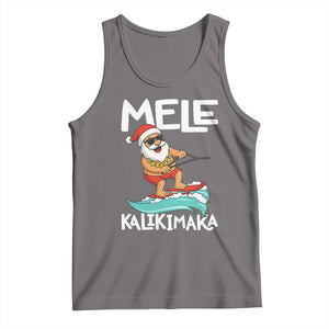 Mele Kalikimaka Tank Top Santa Water Skiing Summer Beach Hawaiian Christmas In July TS10 Deep Heather Print Your Wear