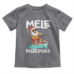 Mele Kalikimaka Toddler T Shirt Santa Water Skiing Summer Beach Hawaiian Christmas In July TS10 Charcoal Print Your Wear