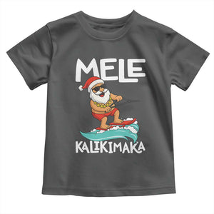 Mele Kalikimaka Toddler T Shirt Santa Water Skiing Summer Beach Hawaiian Christmas In July TS10 Dark Heather Print Your Wear
