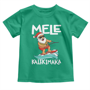 Mele Kalikimaka Toddler T Shirt Santa Water Skiing Summer Beach Hawaiian Christmas In July TS10 Irish Green Print Your Wear