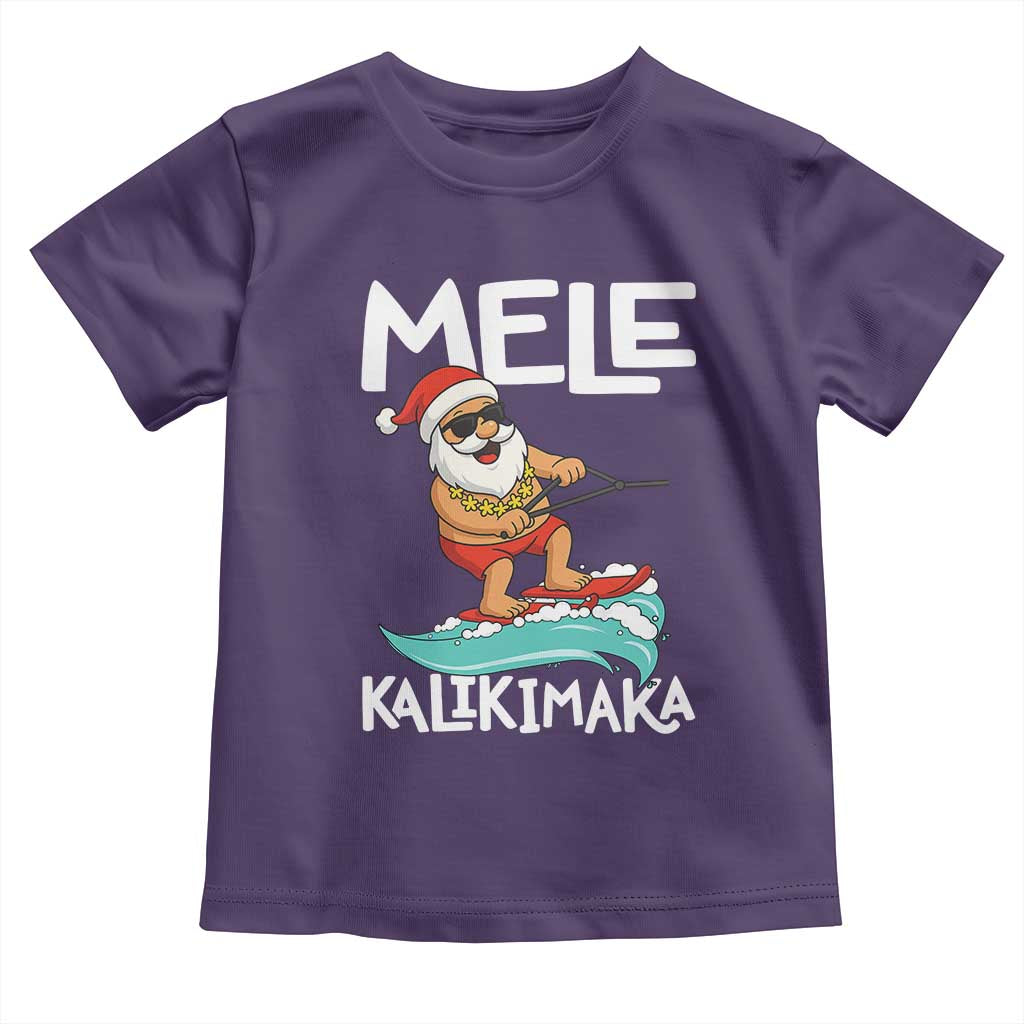 Mele Kalikimaka Toddler T Shirt Santa Water Skiing Summer Beach Hawaiian Christmas In July TS10 Purple Print Your Wear