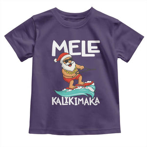Mele Kalikimaka Toddler T Shirt Santa Water Skiing Summer Beach Hawaiian Christmas In July TS10 Purple Print Your Wear