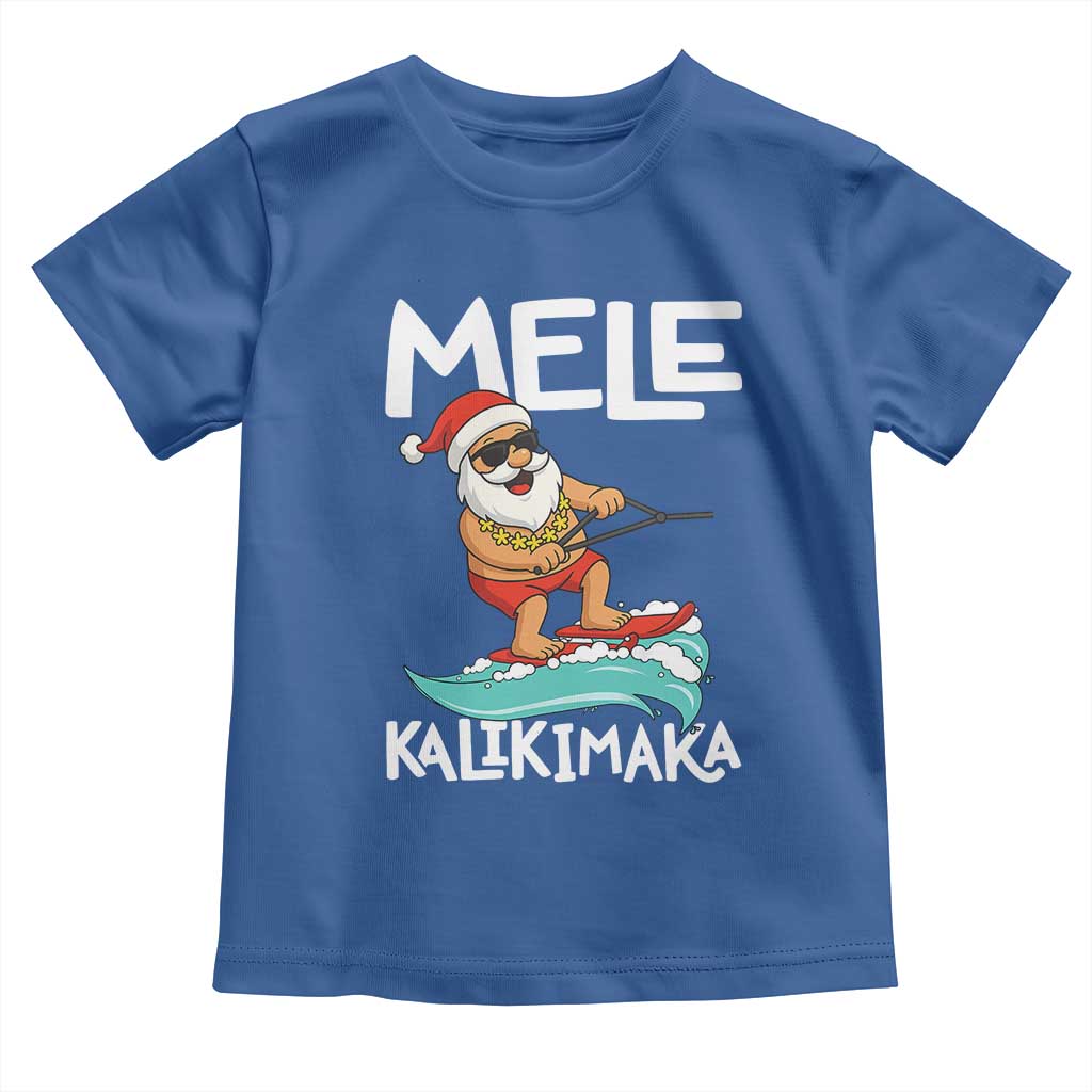 Mele Kalikimaka Toddler T Shirt Santa Water Skiing Summer Beach Hawaiian Christmas In July TS10 Royal Blue Print Your Wear