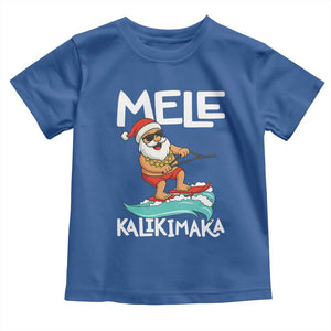 Mele Kalikimaka Toddler T Shirt Santa Water Skiing Summer Beach Hawaiian Christmas In July TS10 Royal Blue Print Your Wear