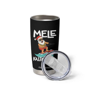 Mele Kalikimaka Tumbler Cup Santa Water Skiing Summer Beach Hawaiian Christmas In July TS10 Print Your Wear