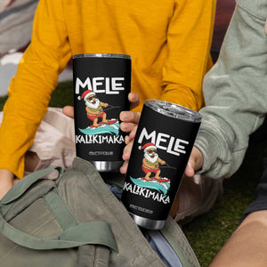 Mele Kalikimaka Tumbler Cup Santa Water Skiing Summer Beach Hawaiian Christmas In July TS10 Print Your Wear