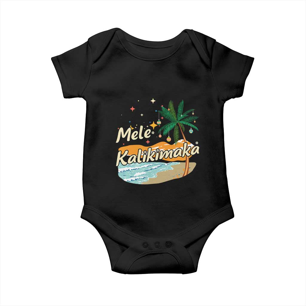Retro Christmas In July Summer Beach Hawaii Baby Onesie Mele Kalikimaka TS10 Black Print Your Wear