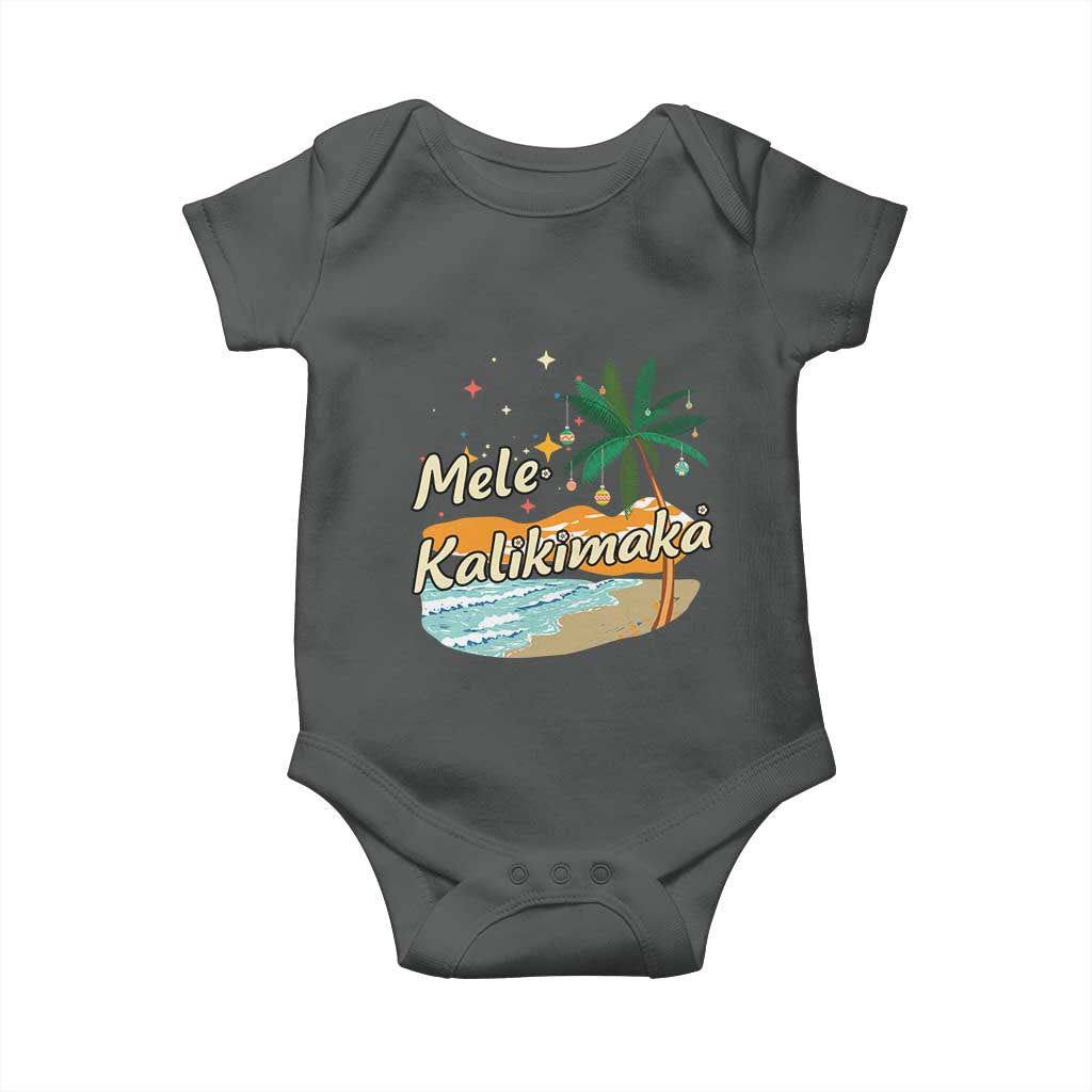 Retro Christmas In July Summer Beach Hawaii Baby Onesie Mele Kalikimaka TS10 Dark Heather Print Your Wear