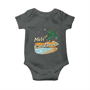 Retro Christmas In July Summer Beach Hawaii Baby Onesie Mele Kalikimaka TS10 Dark Heather Print Your Wear