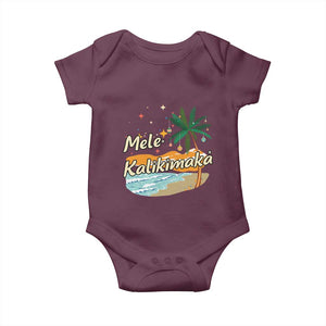 Retro Christmas In July Summer Beach Hawaii Baby Onesie Mele Kalikimaka TS10 Maroon Print Your Wear