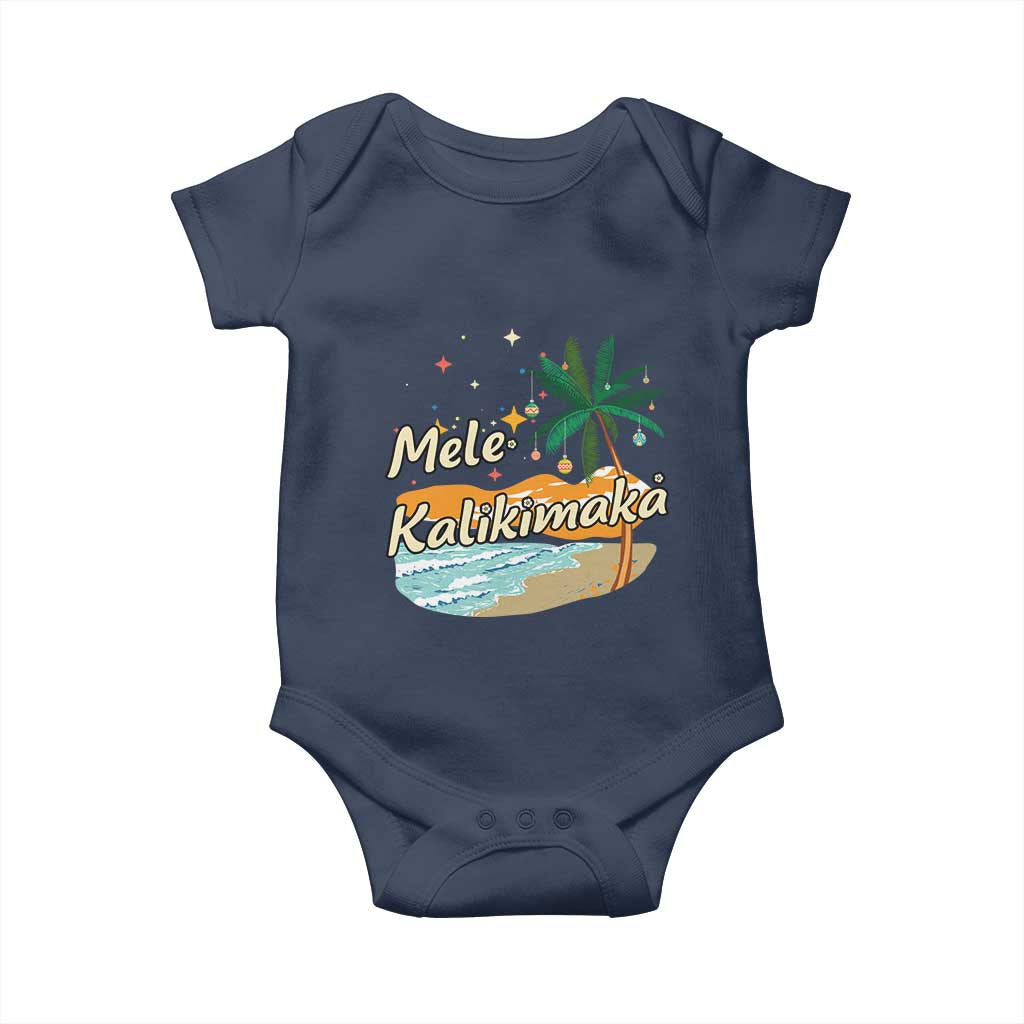 Retro Christmas In July Summer Beach Hawaii Baby Onesie Mele Kalikimaka TS10 Navy Print Your Wear