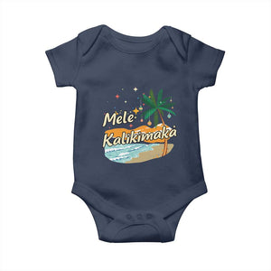 Retro Christmas In July Summer Beach Hawaii Baby Onesie Mele Kalikimaka TS10 Navy Print Your Wear