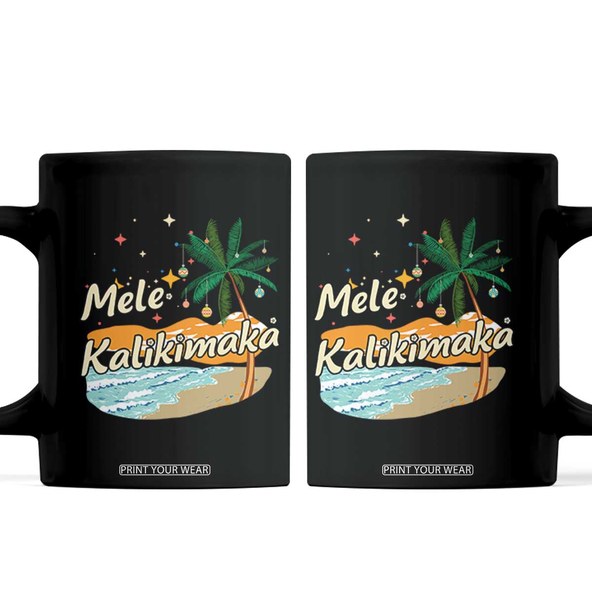 Retro Christmas In July Summer Beach Hawaii Coffee Mug Mele Kalikimaka TS10 Black Print Your Wear