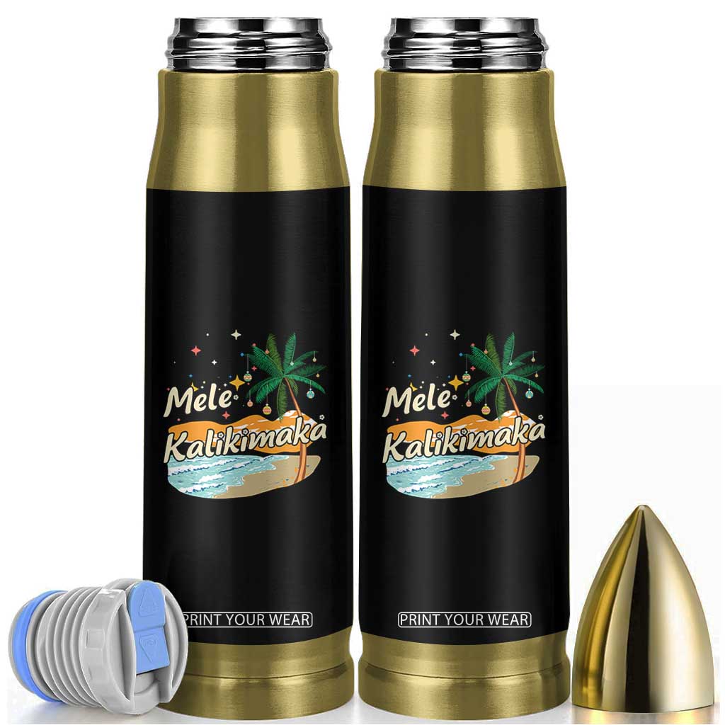 Retro Christmas In July Summer Beach Hawaii Bullet Tumbler Mele Kalikimaka TS10 Black Print Your Wear