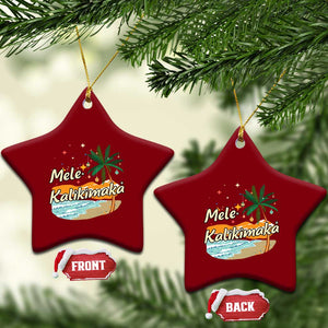 Retro Xmas In July Summer Beach Hawaii Ceramic Ornament Mele Kalikimaka TS10 Print Your Wear
