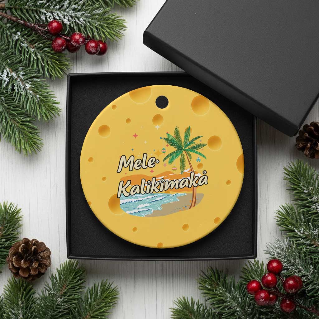 Retro Xmas In July Summer Beach Hawaii Ceramic Ornament Mele Kalikimaka TS10 1pc Yellow Cheese Print Your Wear