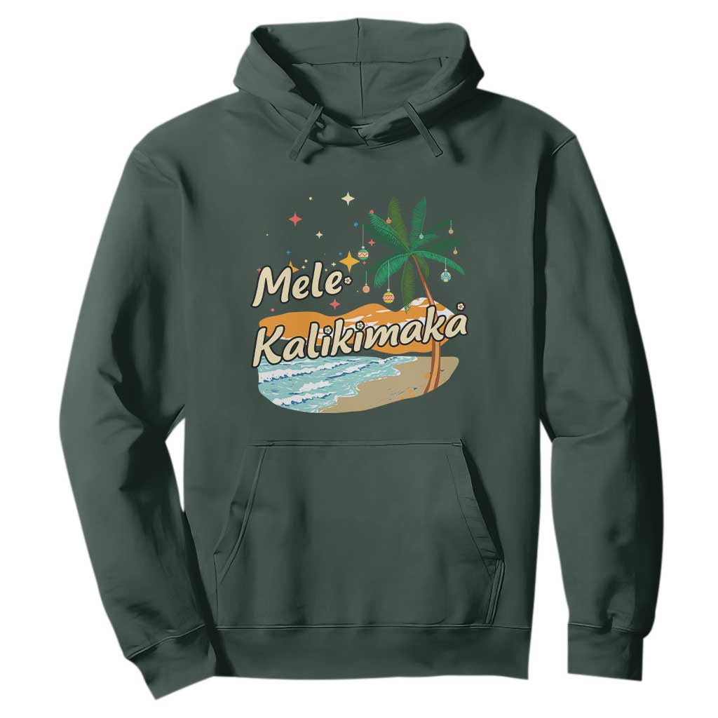 Retro Christmas In July Summer Beach Hawaii Hoodie Mele Kalikimaka TS10 Dark Forest Green Print Your Wear