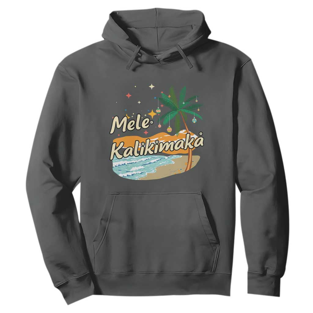Retro Christmas In July Summer Beach Hawaii Hoodie Mele Kalikimaka TS10 Dark Heather Print Your Wear