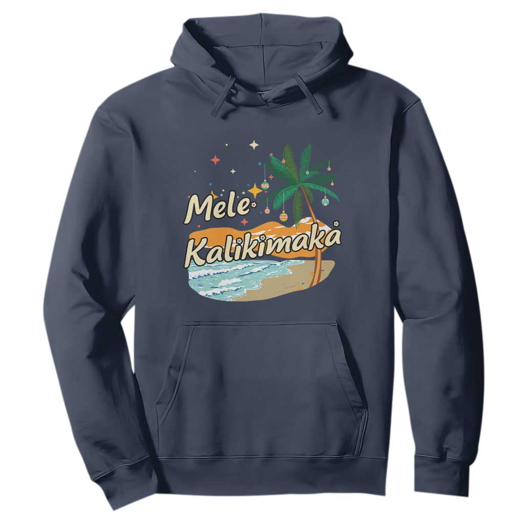 Retro Christmas In July Summer Beach Hawaii Hoodie Mele Kalikimaka TS10 Navy Print Your Wear