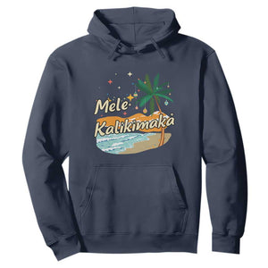 Retro Christmas In July Summer Beach Hawaii Hoodie Mele Kalikimaka TS10 Navy Print Your Wear