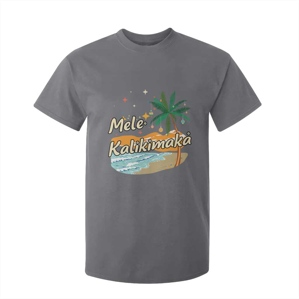 Retro Christmas In July Summer Beach Hawaii T Shirt For Kid Mele Kalikimaka TS10 Charcoal Print Your Wear