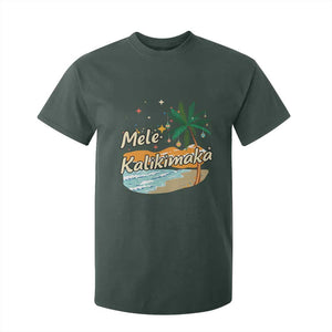 Retro Christmas In July Summer Beach Hawaii T Shirt For Kid Mele Kalikimaka TS10 Dark Forest Green Print Your Wear