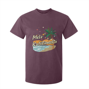 Retro Christmas In July Summer Beach Hawaii T Shirt For Kid Mele Kalikimaka TS10 Maroon Print Your Wear