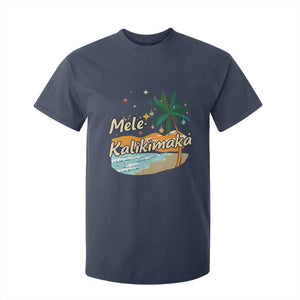 Retro Christmas In July Summer Beach Hawaii T Shirt For Kid Mele Kalikimaka TS10 Navy Print Your Wear
