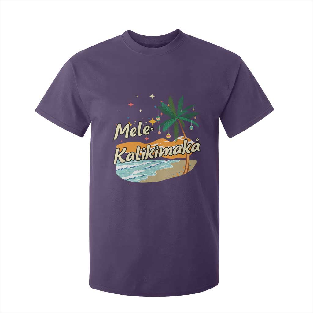Retro Christmas In July Summer Beach Hawaii T Shirt For Kid Mele Kalikimaka TS10 Purple Print Your Wear