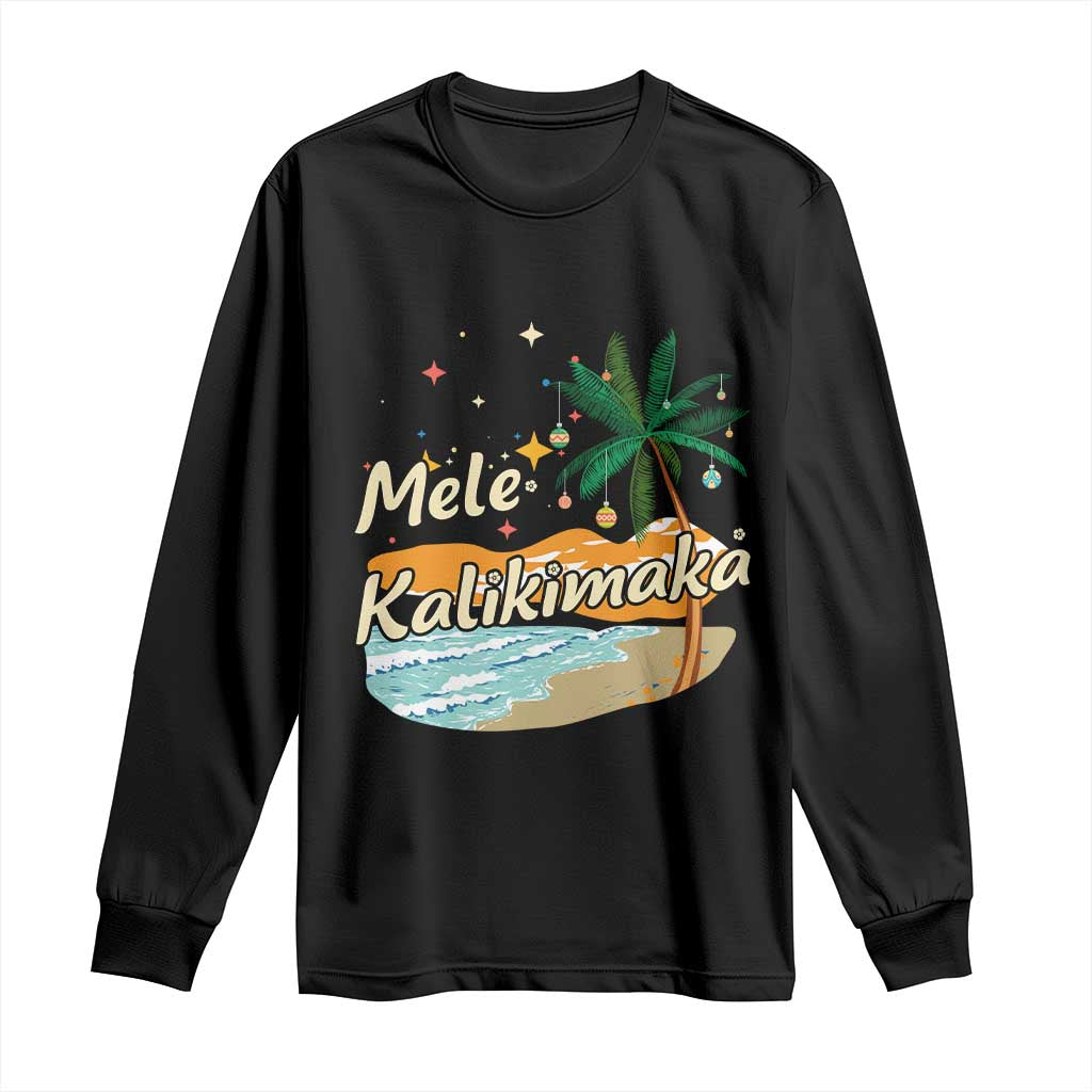 Retro Christmas In July Summer Beach Hawaii Long Sleeve Shirt Mele Kalikimaka TS10 Black Print Your Wear