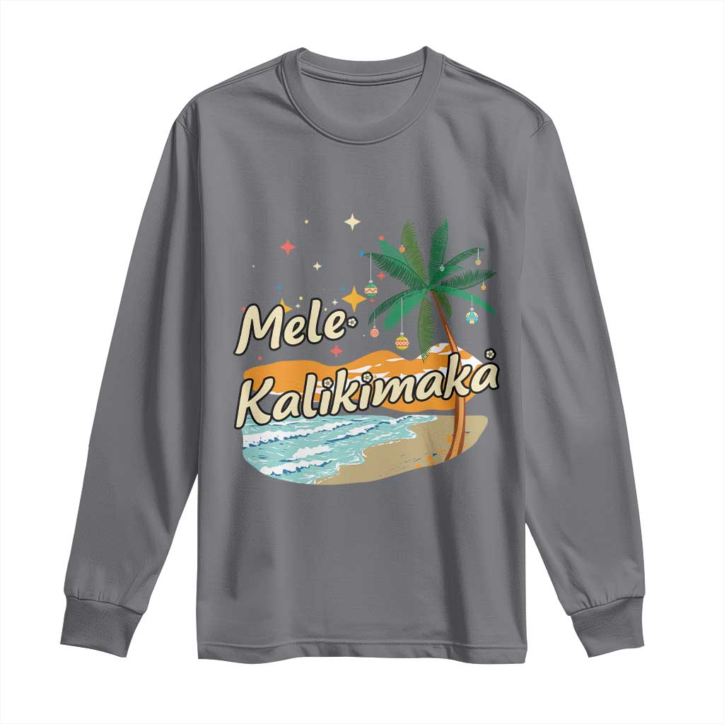 Retro Christmas In July Summer Beach Hawaii Long Sleeve Shirt Mele Kalikimaka TS10 Charcoal Print Your Wear