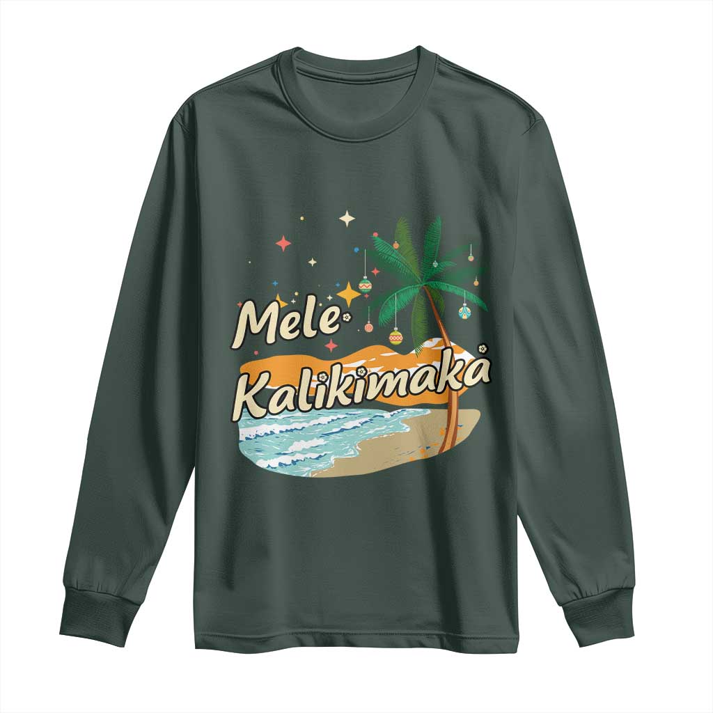 Retro Christmas In July Summer Beach Hawaii Long Sleeve Shirt Mele Kalikimaka TS10 Dark Forest Green Print Your Wear