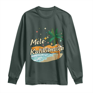 Retro Christmas In July Summer Beach Hawaii Long Sleeve Shirt Mele Kalikimaka TS10 Dark Forest Green Print Your Wear