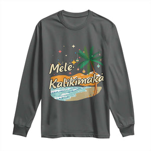 Retro Christmas In July Summer Beach Hawaii Long Sleeve Shirt Mele Kalikimaka TS10 Dark Heather Print Your Wear