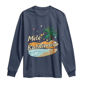 Retro Christmas In July Summer Beach Hawaii Long Sleeve Shirt Mele Kalikimaka TS10 Navy Print Your Wear