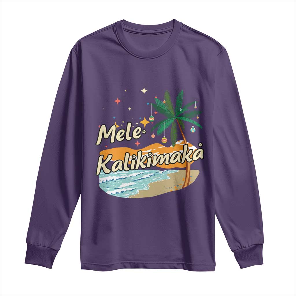 Retro Christmas In July Summer Beach Hawaii Long Sleeve Shirt Mele Kalikimaka TS10 Purple Print Your Wear