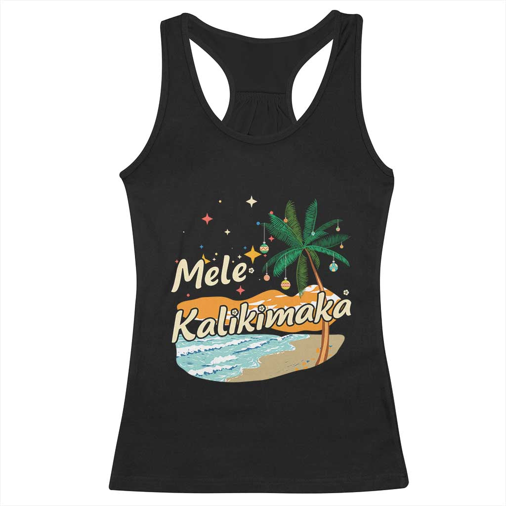 Retro Christmas In July Summer Beach Hawaii Racerback Tank Top Mele Kalikimaka TS10 Black Print Your Wear