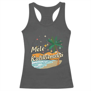 Retro Christmas In July Summer Beach Hawaii Racerback Tank Top Mele Kalikimaka TS10 Dark Heather Print Your Wear