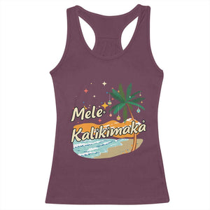 Retro Christmas In July Summer Beach Hawaii Racerback Tank Top Mele Kalikimaka TS10 Maroon Print Your Wear
