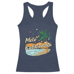 Retro Christmas In July Summer Beach Hawaii Racerback Tank Top Mele Kalikimaka TS10 Navy Print Your Wear