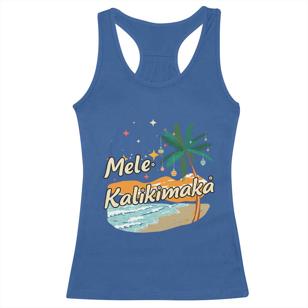 Retro Christmas In July Summer Beach Hawaii Racerback Tank Top Mele Kalikimaka TS10 Royal Blue Print Your Wear