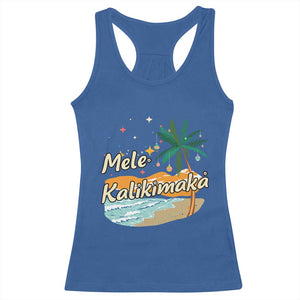 Retro Christmas In July Summer Beach Hawaii Racerback Tank Top Mele Kalikimaka TS10 Royal Blue Print Your Wear