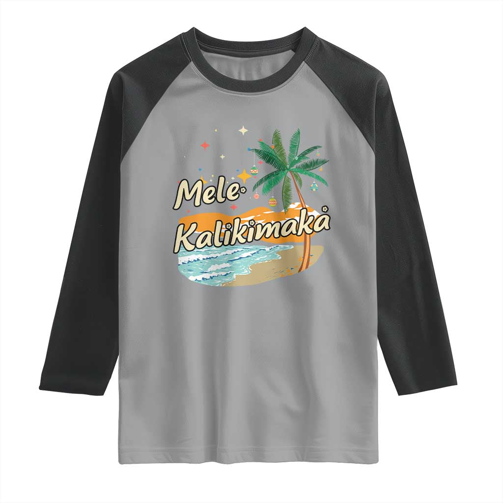 Retro Christmas In July Summer Beach Hawaii Raglan Shirt Mele Kalikimaka TS10 Sport Gray Black Print Your Wear