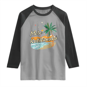 Retro Christmas In July Summer Beach Hawaii Raglan Shirt Mele Kalikimaka TS10 Sport Gray Black Print Your Wear