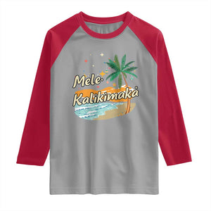 Retro Christmas In July Summer Beach Hawaii Raglan Shirt Mele Kalikimaka TS10 Sport Gray Red Print Your Wear