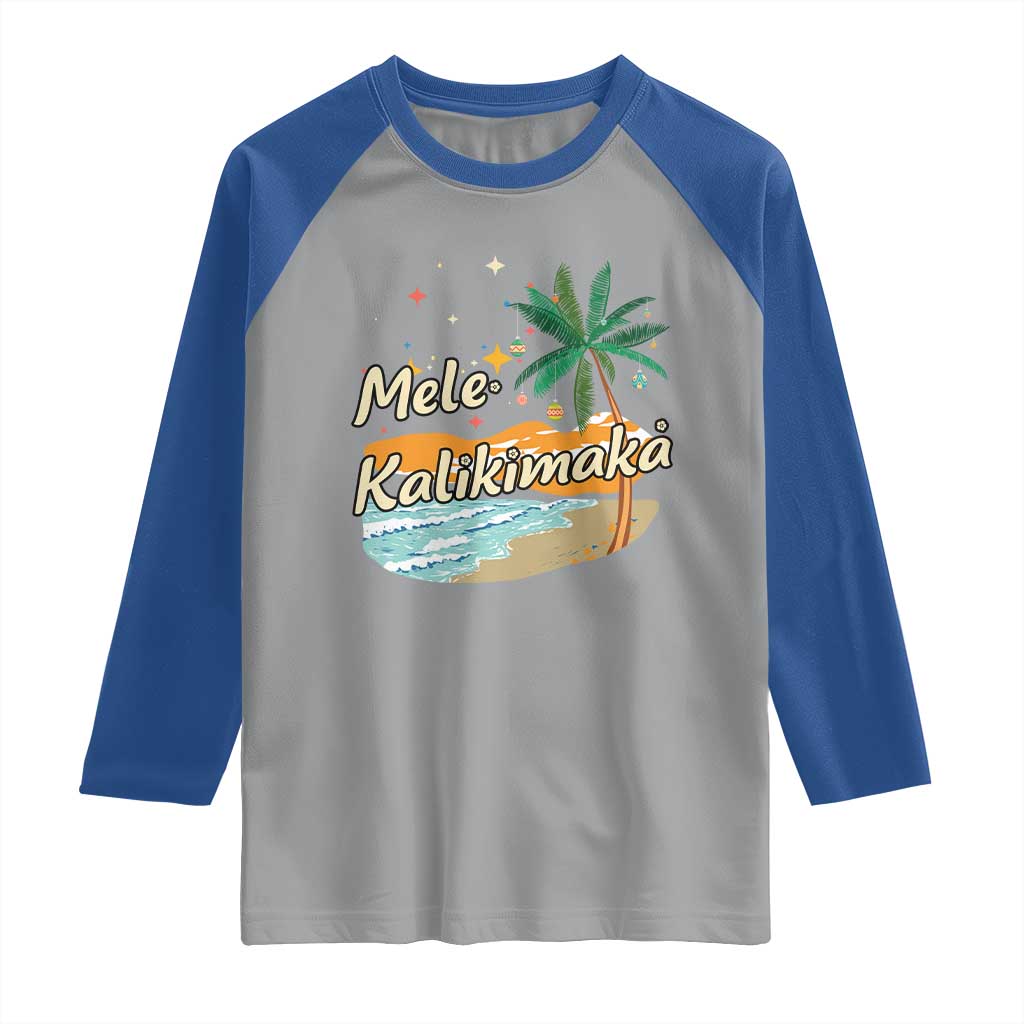 Retro Christmas In July Summer Beach Hawaii Raglan Shirt Mele Kalikimaka TS10 Sport Gray Royal Print Your Wear