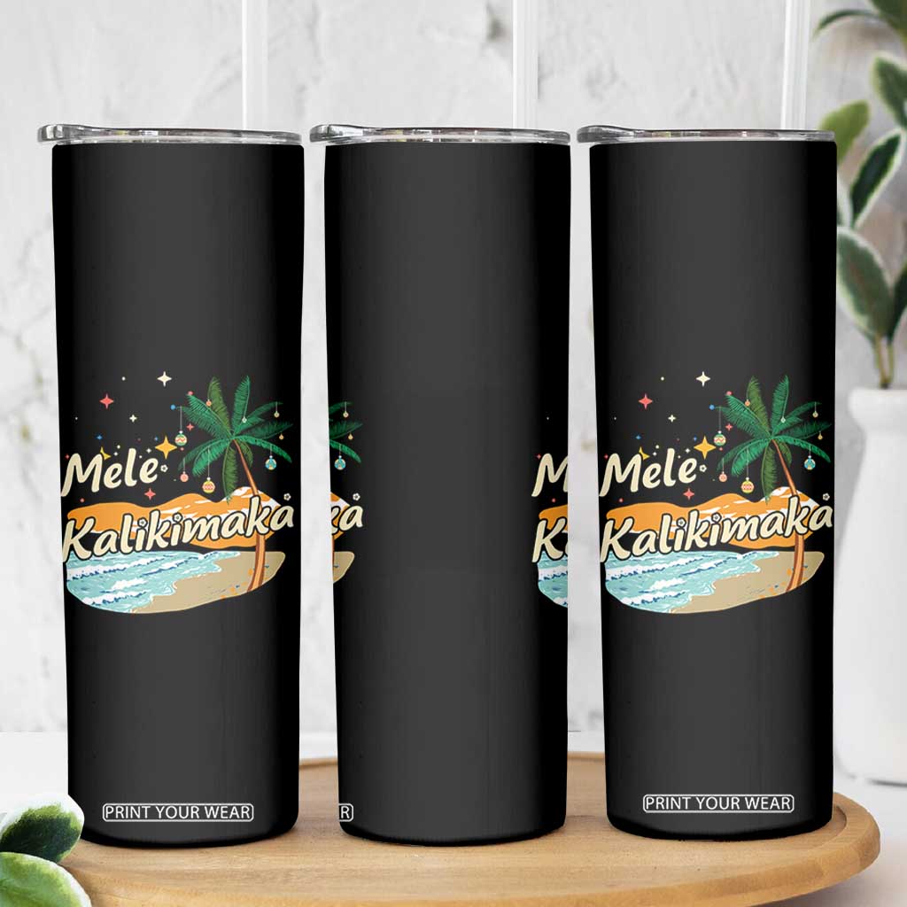 Retro Christmas In July Summer Beach Hawaii Skinny Tumbler Mele Kalikimaka TS10 Print Your Wear