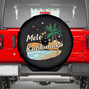 Retro Christmas In July Summer Beach Hawaii Spare Tire Cover Mele Kalikimaka TS10 Black Print Your Wear