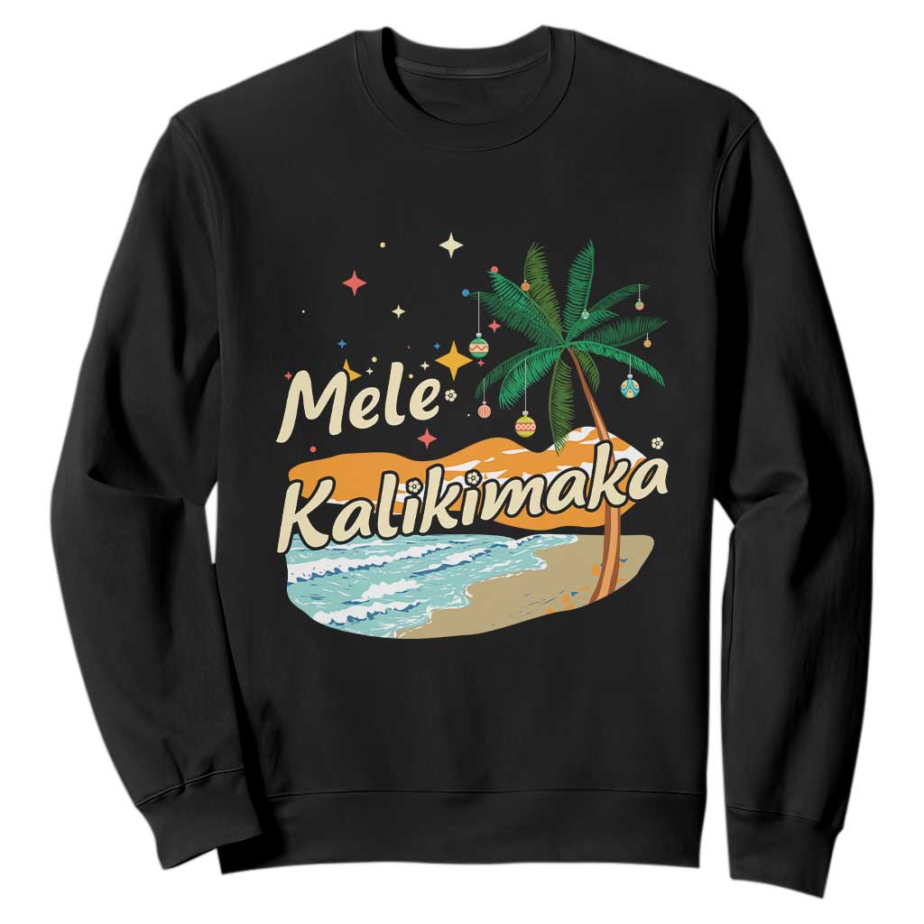 Retro Christmas In July Summer Beach Hawaii Sweatshirt Mele Kalikimaka TS10 Black Print Your Wear